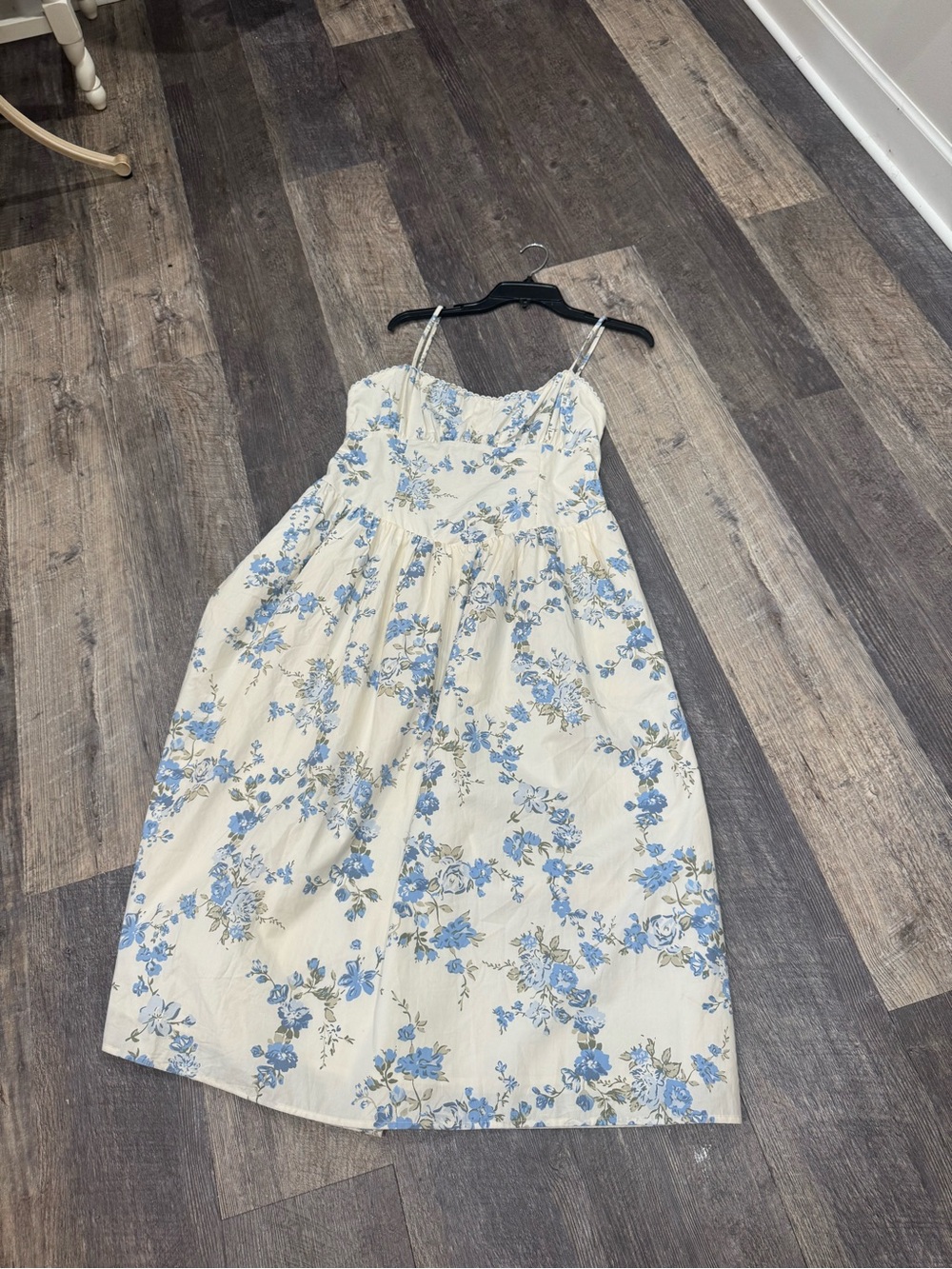 Women's Blue Floral Cream Sundress